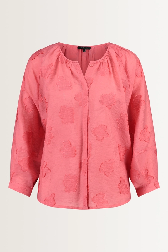Pofmouw blouse met ingeweven bloemenpatroon