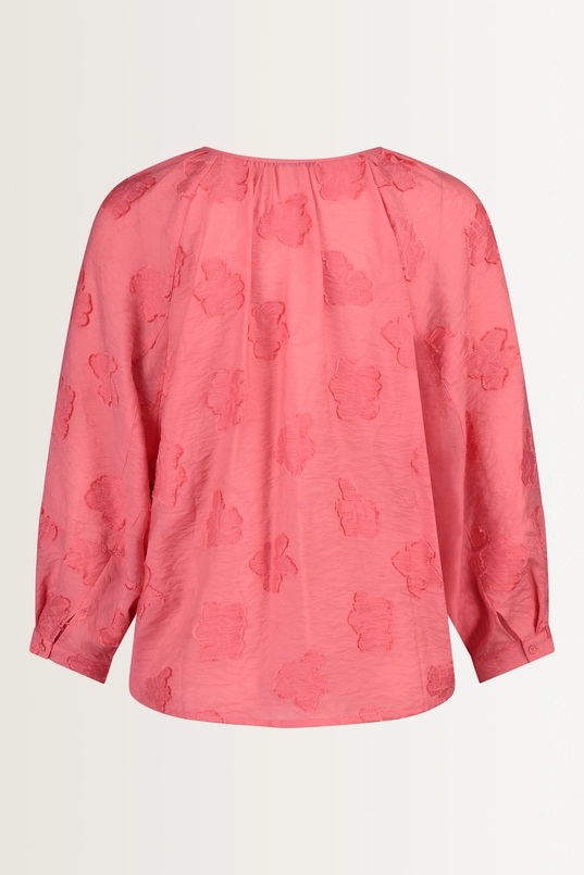 Pofmouw blouse met ingeweven bloemenpatroon