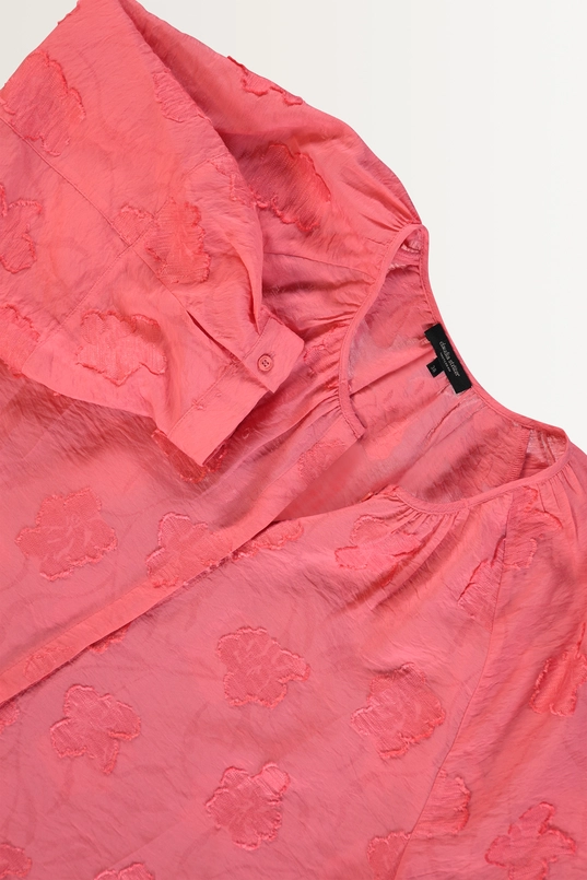 Pofmouw blouse met ingeweven bloemenpatroon