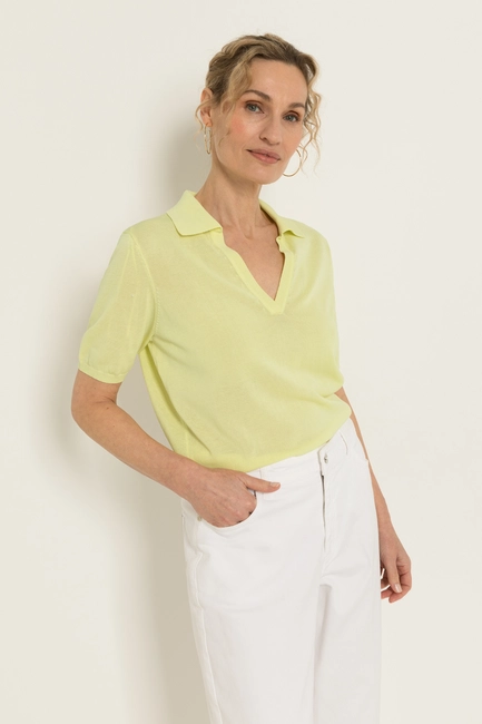 Polo pullover in fijn breisel