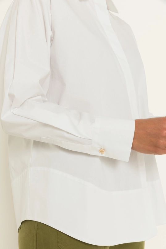 Poplin blouse met brede manchetten