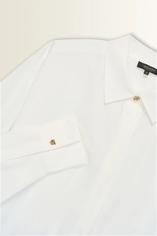 Poplin blouse met brede manchetten