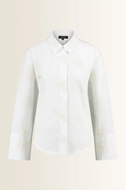 Poplin blouse met verfijnd borduurreliëf