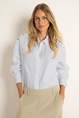 Poplin blouse met zilverkleurige drukknoopjes