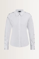 Poplin blouse met zilverkleurige drukknoopjes