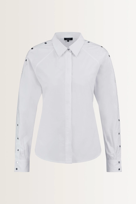 Poplin blouse met zilverkleurige drukknoopjes