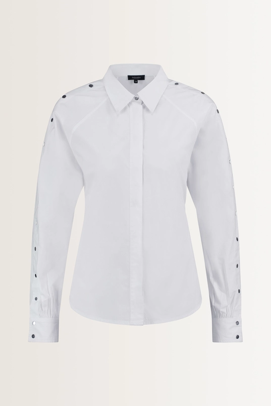 Poplin blouse met zilverkleurige drukknoopjes