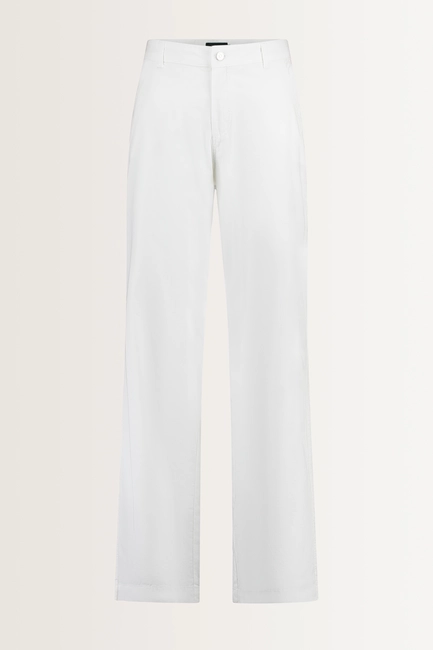 Poplin broek met wijde pijpen