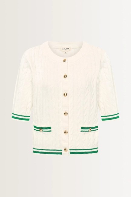Preppy kabelvest met goudkleurige knopen