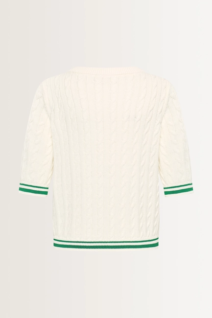 Preppy kabelvest met goudkleurige knopen
