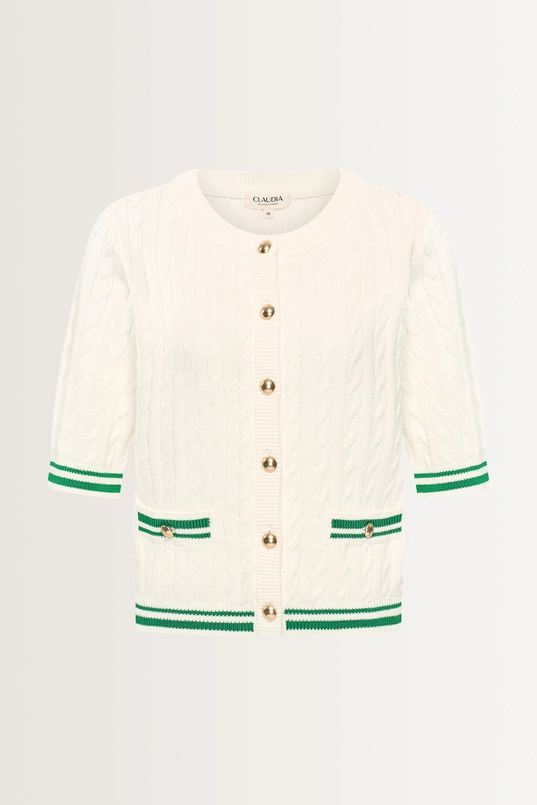 Preppy kabelvest met goudkleurige knopen