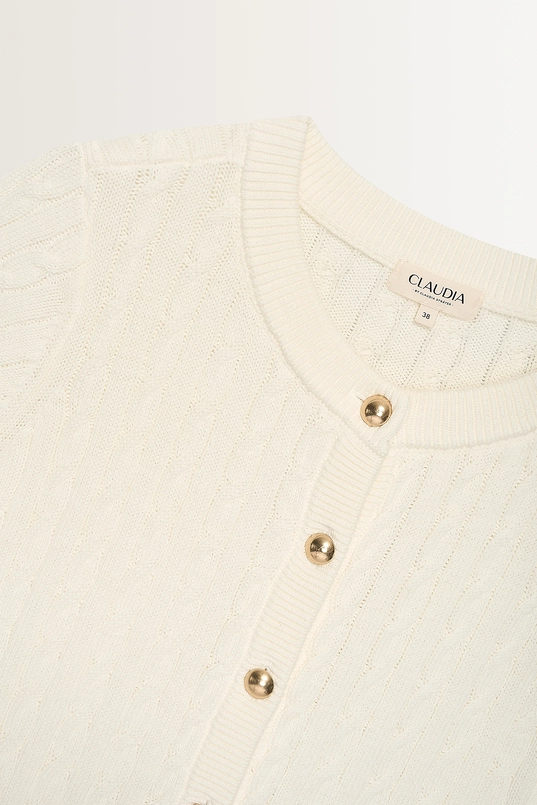 Preppy kabelvest met goudkleurige knopen