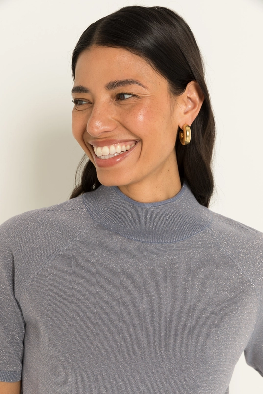 Pullover cotton viscose Lurex short sleeves