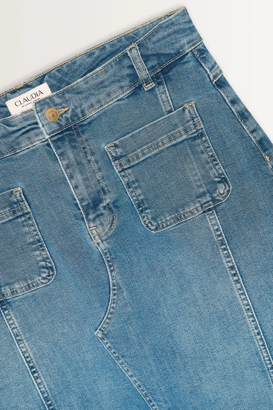 Rechte denimrok met split