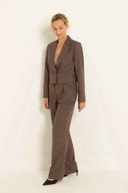 Rechte pantalon met lurexstreep