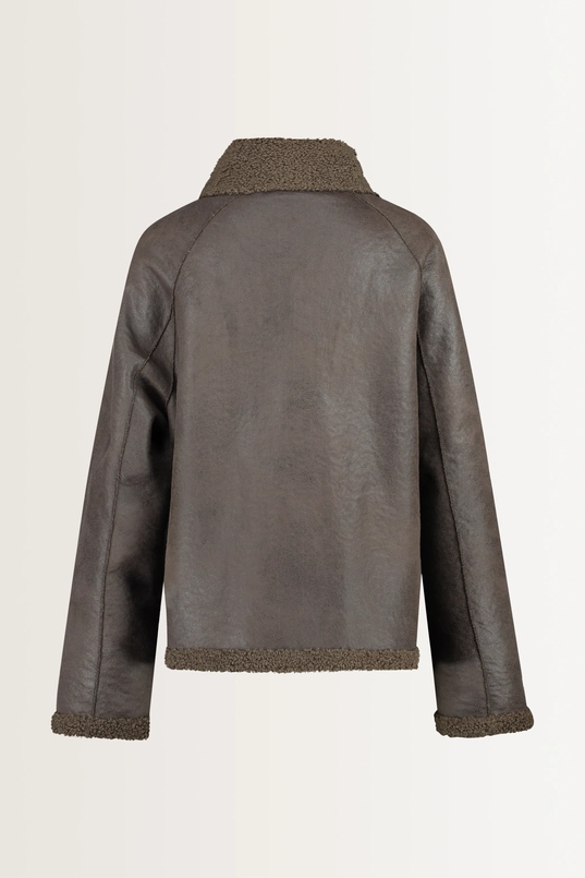 Reversible jas met teddy & faux leather MAURA