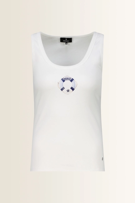 Rib top met strassdetail Monari