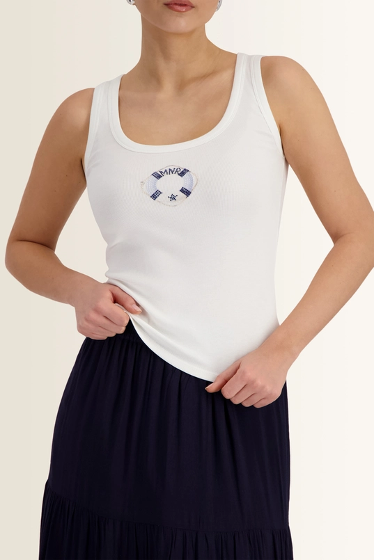 Rib top met strassdetail Monari