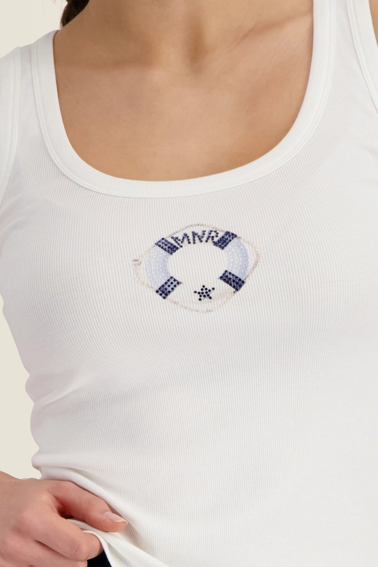Rib top met strassdetail Monari