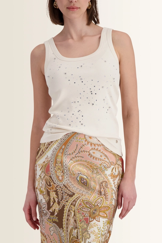 Rib top met strassdetails Monari