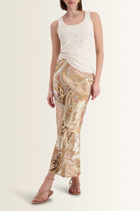 Rib top met strassdetails Monari