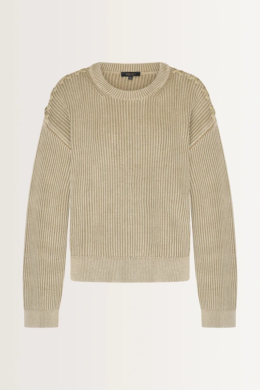 Ribgebreide pullover veterdetail