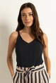 Ribgebreide top met gedraaide bandjes