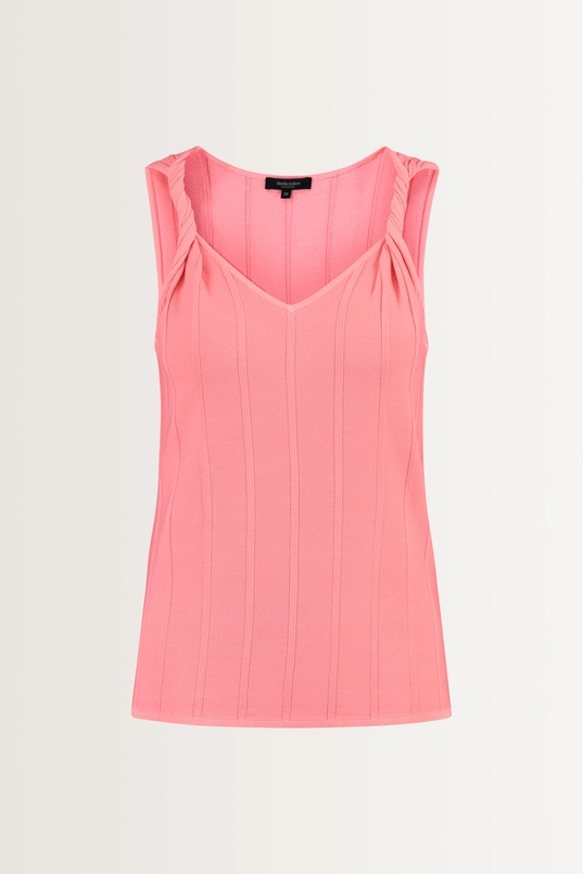 Ribgebreide top met gedraaide bandjes