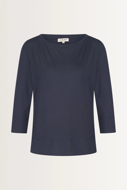 Ribgebreide top met splitdetails