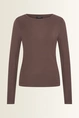 Ribjersey top met boothals