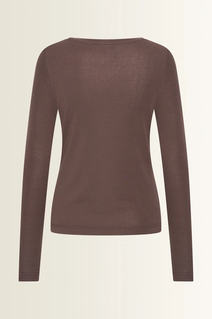 Ribjersey top met boothals