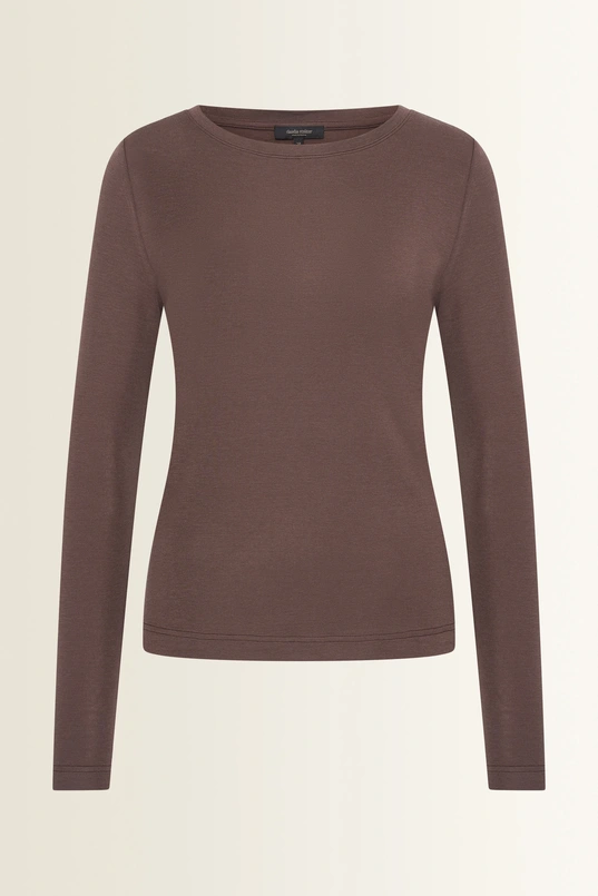 Ribjersey top met boothals