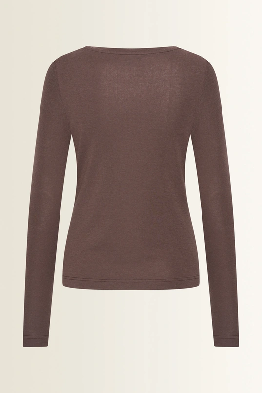 Ribjersey top met boothals