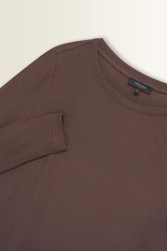 Ribjersey top met boothals