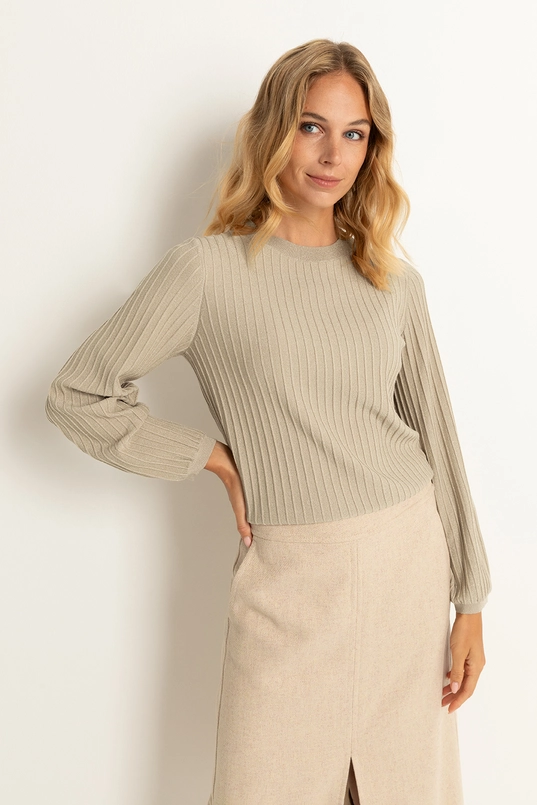 Ribtrui met lurex glans