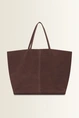 Ruime totebag van suèdeleer