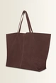 Ruime totebag van suèdeleer