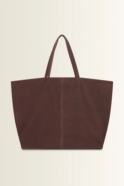 Ruime totebag van suèdeleer