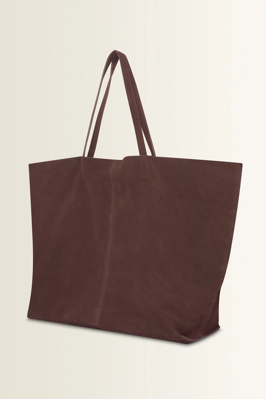 Ruime totebag van suèdeleer