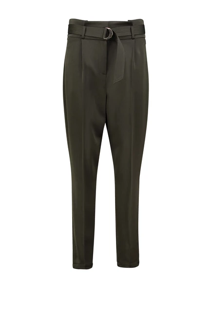 Satijn geweven paperbag pantalon