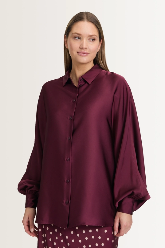 Satijnen blouse met ballonmouwen Vera Mont