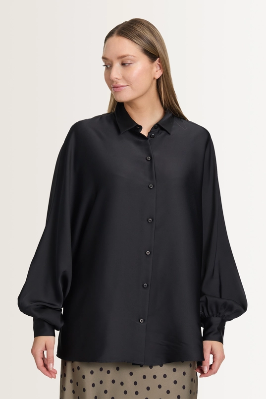 Satijnen blouse met ballonmouwen Vera Mont