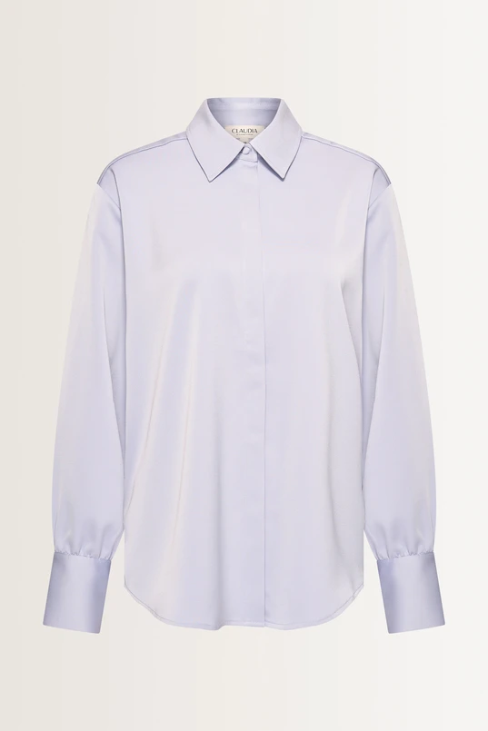 Satijnen blouse met ballonmouwen