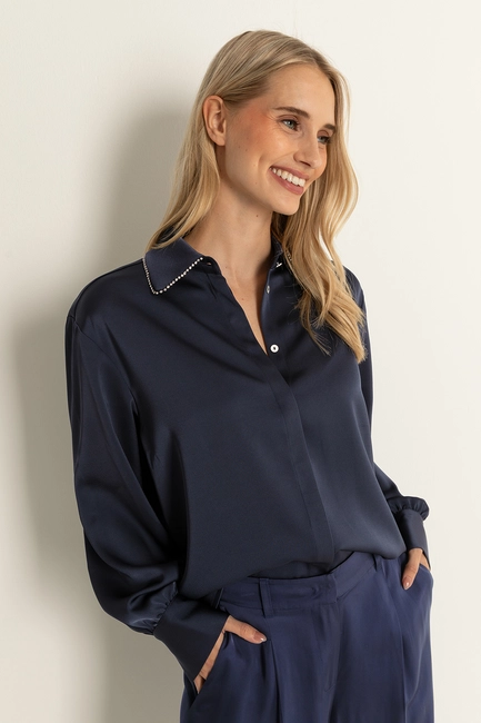 Satijnen blouse met beading