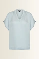 Satijnen blouse met kanten V-hals