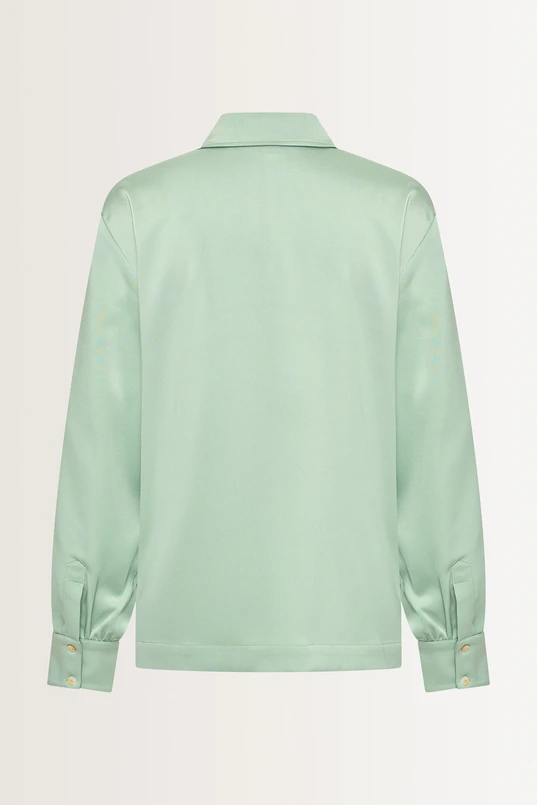 Satijnen blouse met klepzakken