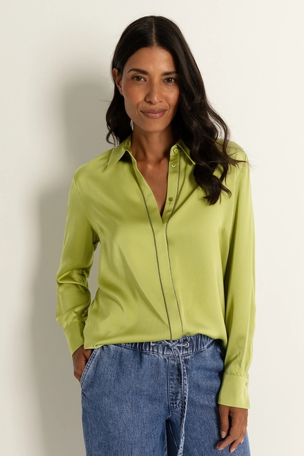 Satijnen blouse met sierbies