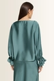 Satijnen blouse met volantmanchetten Vera Mont