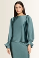 Satijnen blouse met volantmanchetten Vera Mont