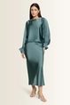 Satijnen blouse met volantmanchetten Vera Mont